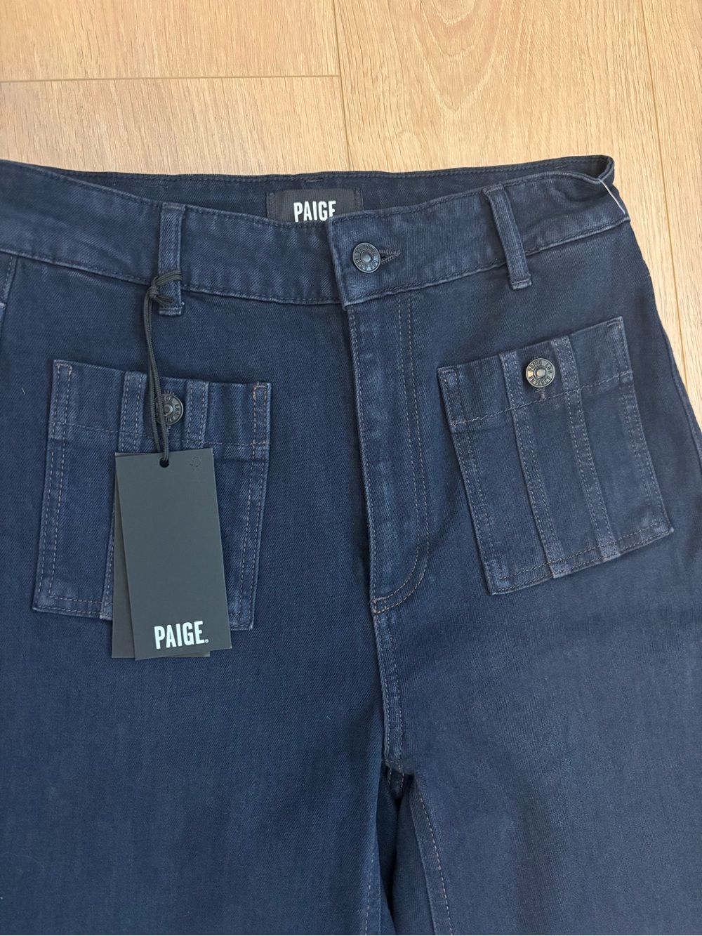 PAIGE Dark Blue Wide Leg Jeans - Picture 7 of 9